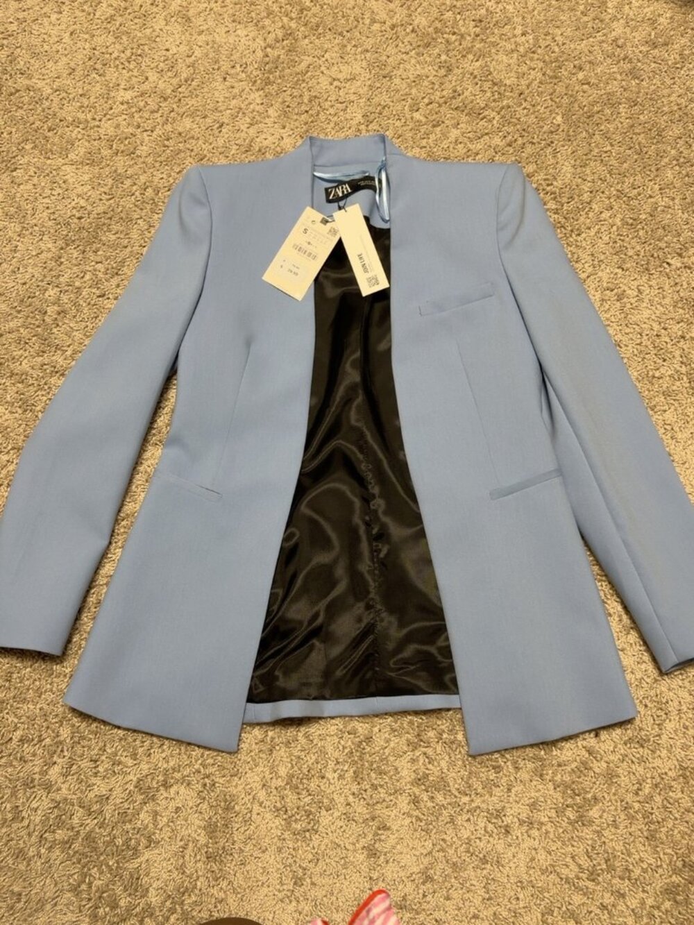 Zara Fitted Collarless Blazer NWT